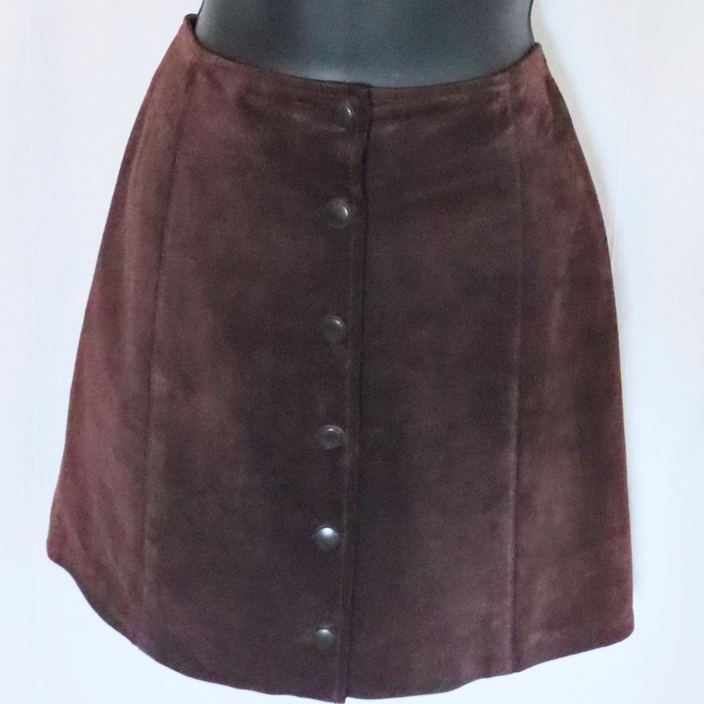 90's Ann Taylor Brown Suede Mini Skirt